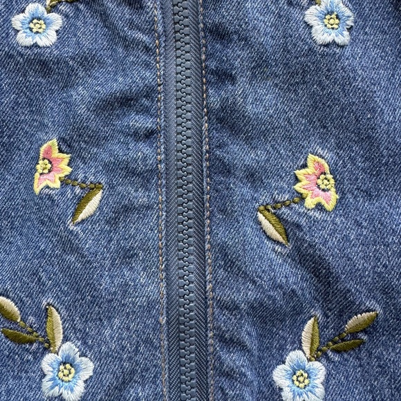 Vintage Bugle Boy Boho Festival Floral Cottagecore Jean Jacket Embroidered Sz S - Picture 4 of 10